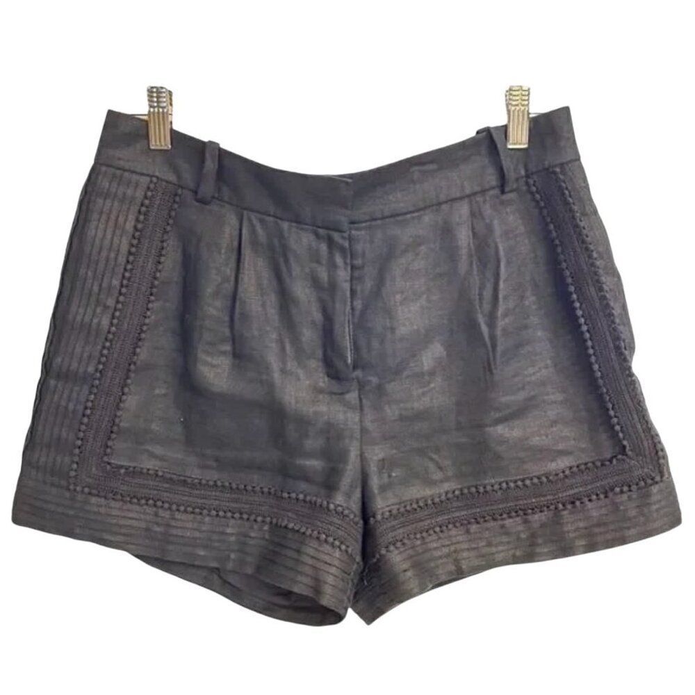 J.Crew Shorts Linen Pom Pom Charcoal Black 4